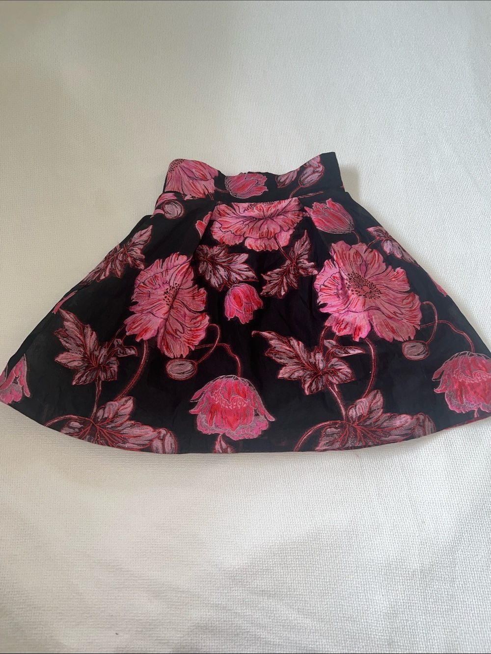 Black Halo Black Skirt with Pink Floral Embroidery